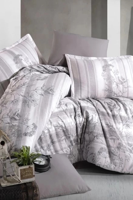 Clasy Ranforce Nevresim Takımı Çift Kişilik Simle V1 Gri