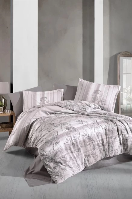 Clasy Ranforce Nevresim Takımı Çift Kişilik Simle V1 Gri