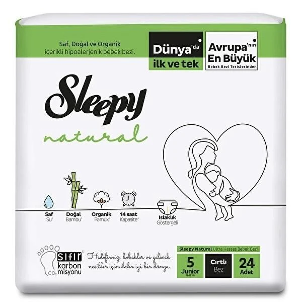 Sleepy Natural Junior Bebek Bezi 5 Numara 24 Adet