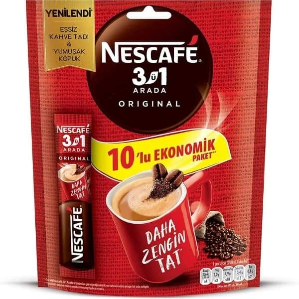 Nescafe 3'ü 1 Arada Original 10'lu Paket 17.5 Gr