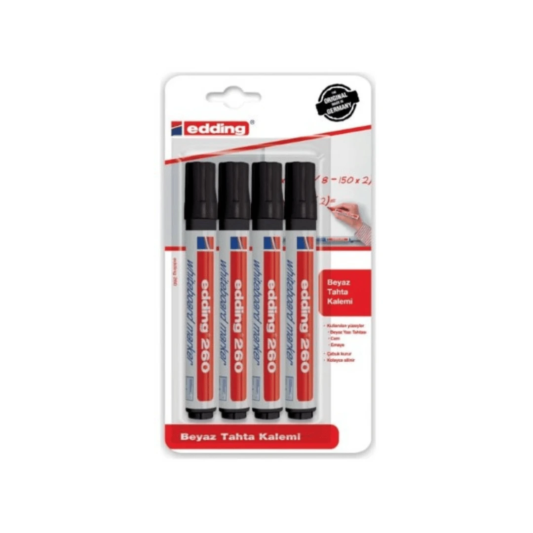 Edding 360 Xl Beyaz Tahta Kalemi Siyah 4'lü