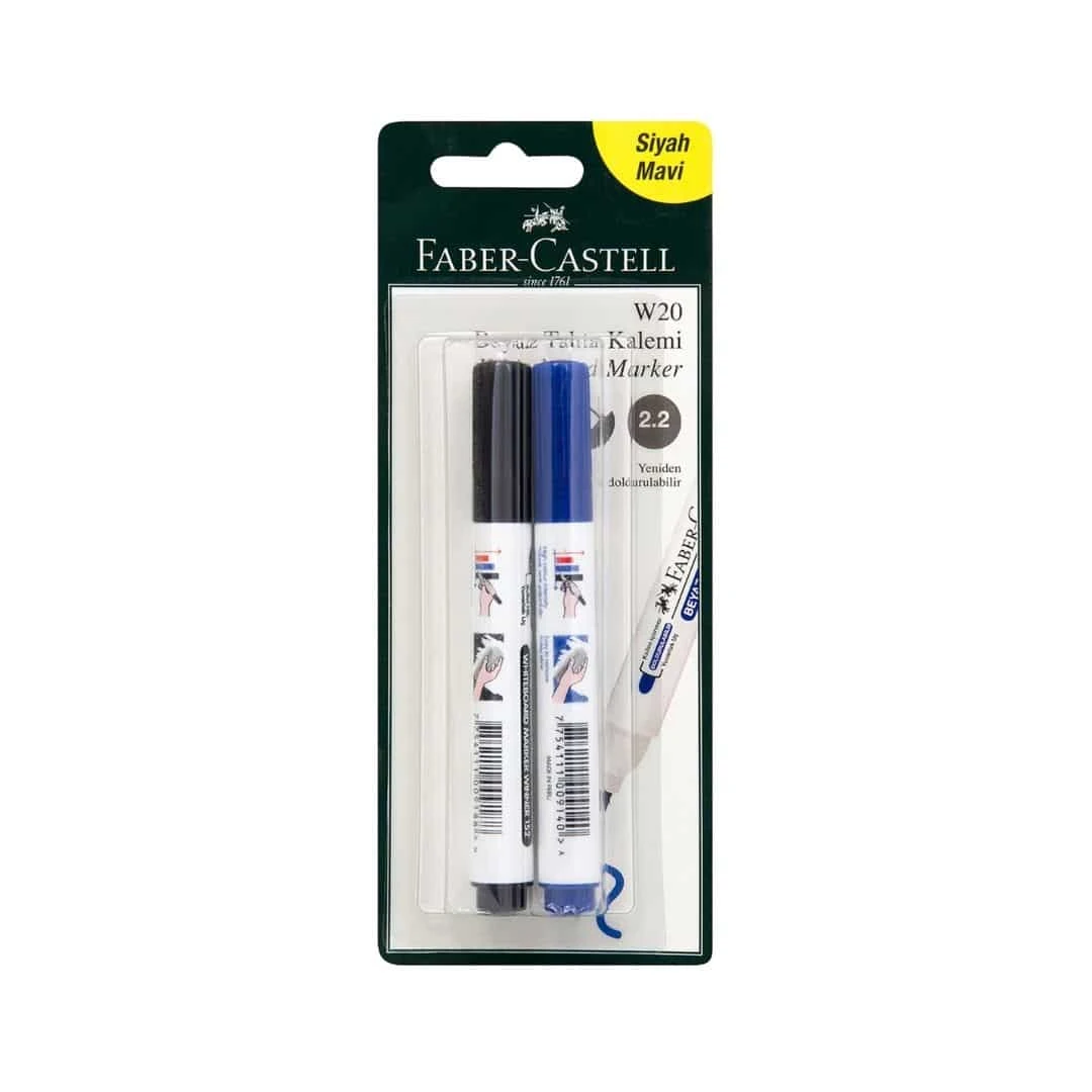 Faber Castell W 153 Beyaz Tahta Kalemi 2'li Mavi/siyah