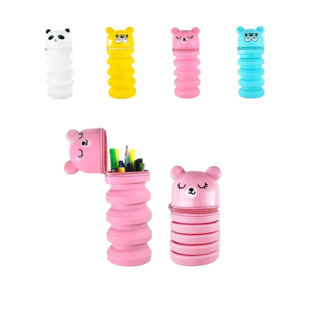 Fly Color Akordiyon Silikon Kalemlik Beyaz - Lila - Mavi Renkler