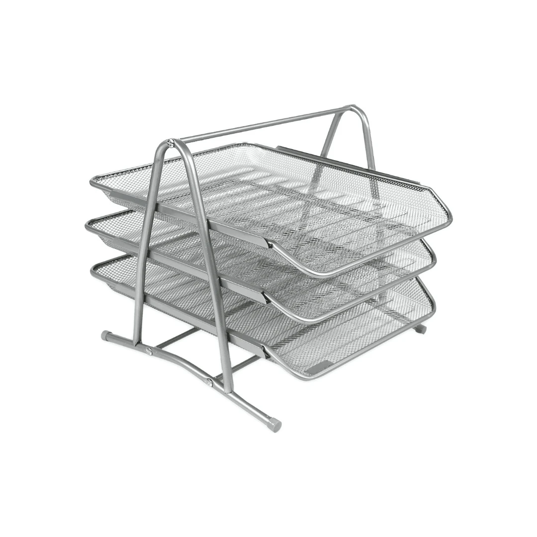 Globox Metal Gümüş Evrak Rafı 3'lü