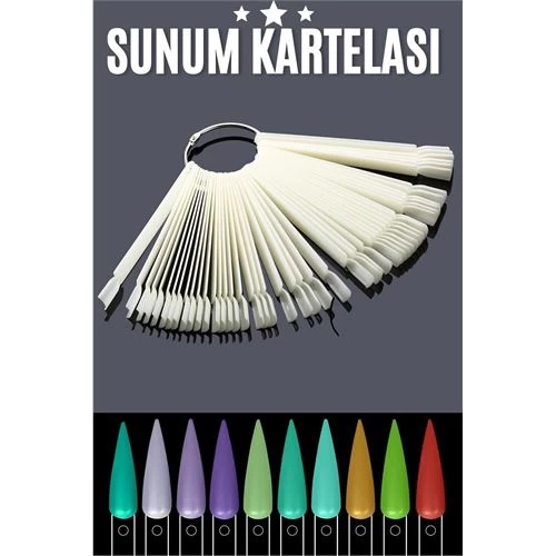 Modacar 200 Adet Beyaz Protez Jel Tırnak Eğitim Ve Sunum Kartelası 717000