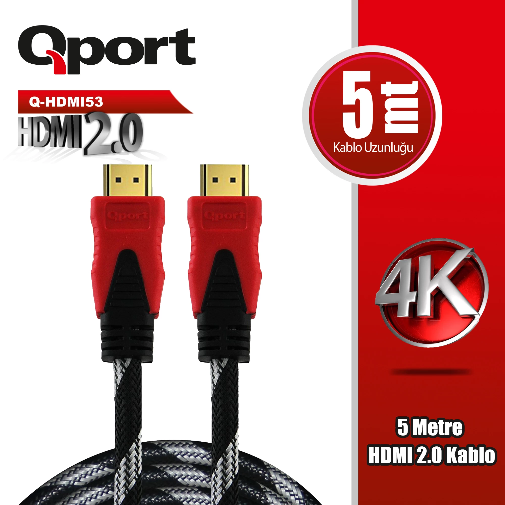 Qport Q-hdmi53 Hdmi 2.0 V Altin UÇlu Kablo 5 Mt