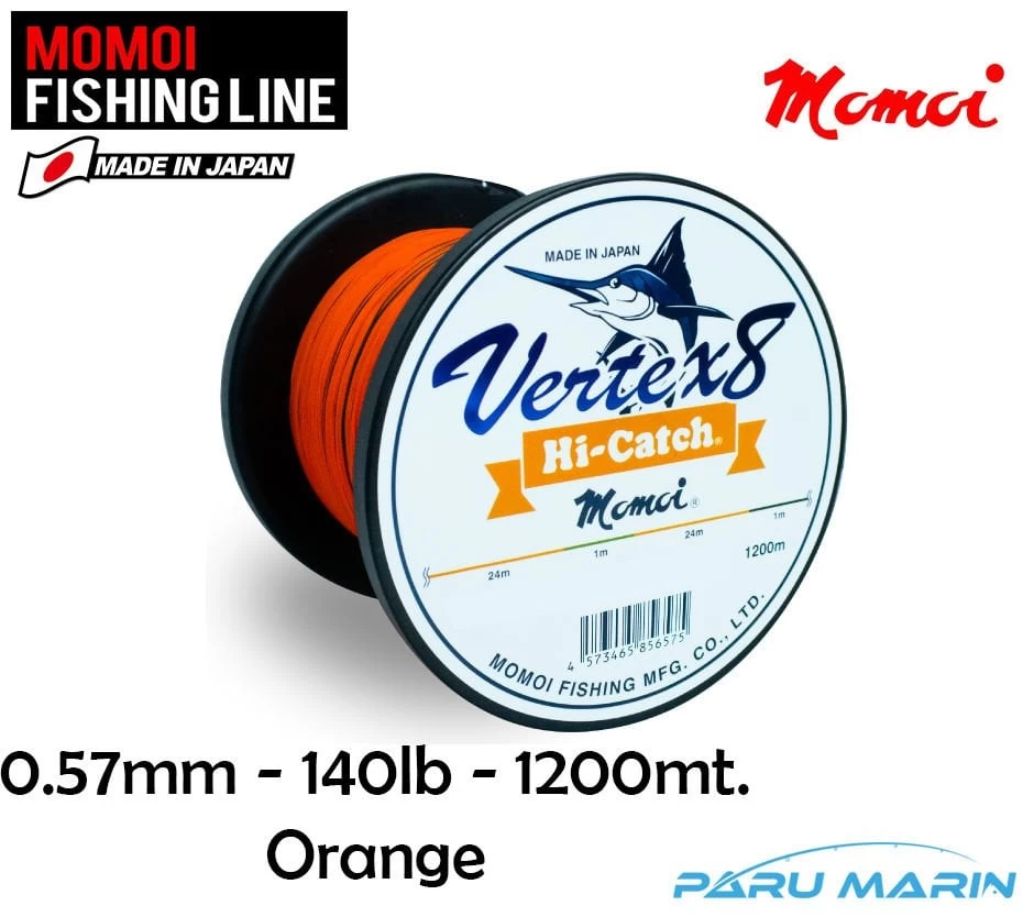 Momoi Vertex 8x  0.57mm 140lb 1200mt. Turuncu İp Misina