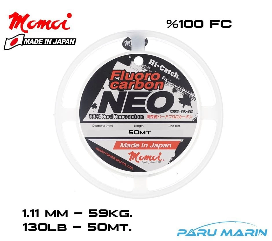 Momoi Hi-catch Neo %100 Fc Shock Leader 1.11mm-49kg. 50mt.