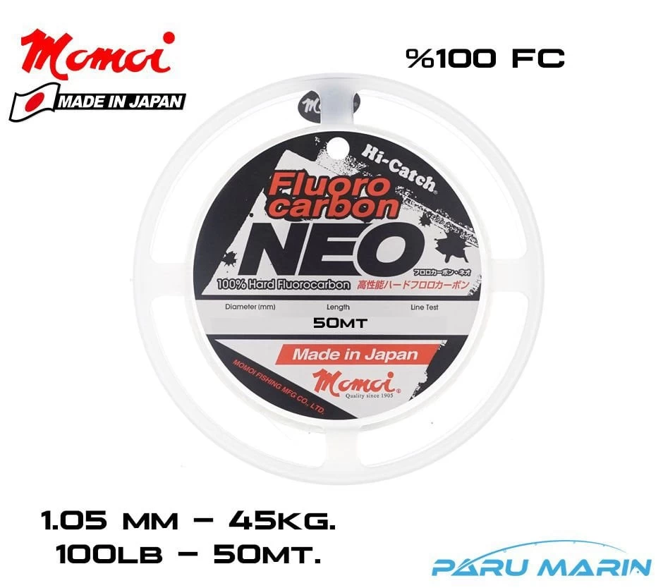 Momoi Hi-catch Neo %100 Fc Shock Leader 1.05mm-45kg. 50mt.