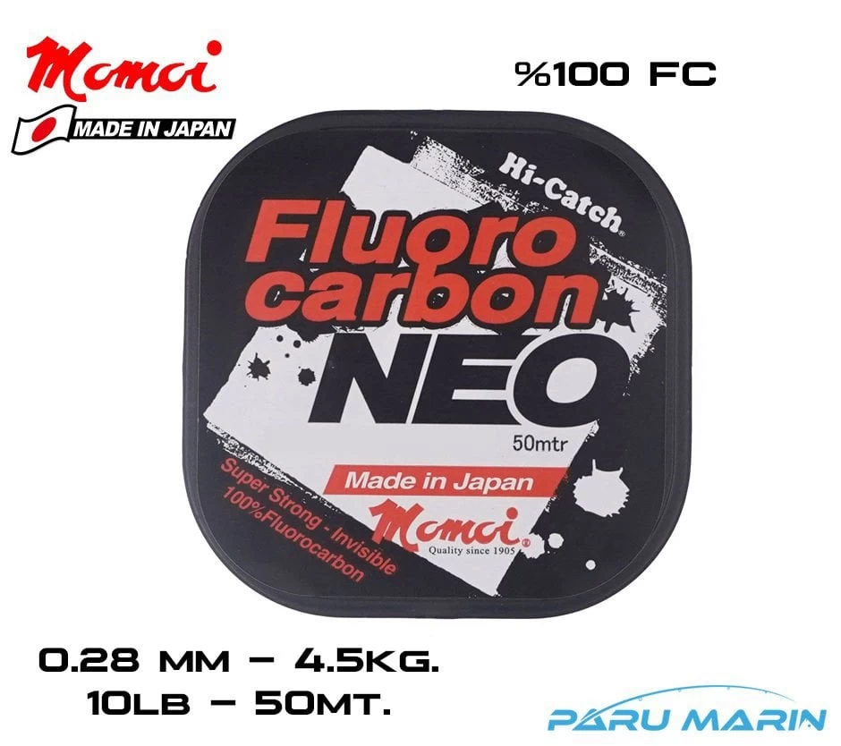 Momoi Hi-catch Neo %100 Fc Shock Leader 0.28mm-4.5kg. 50mt.