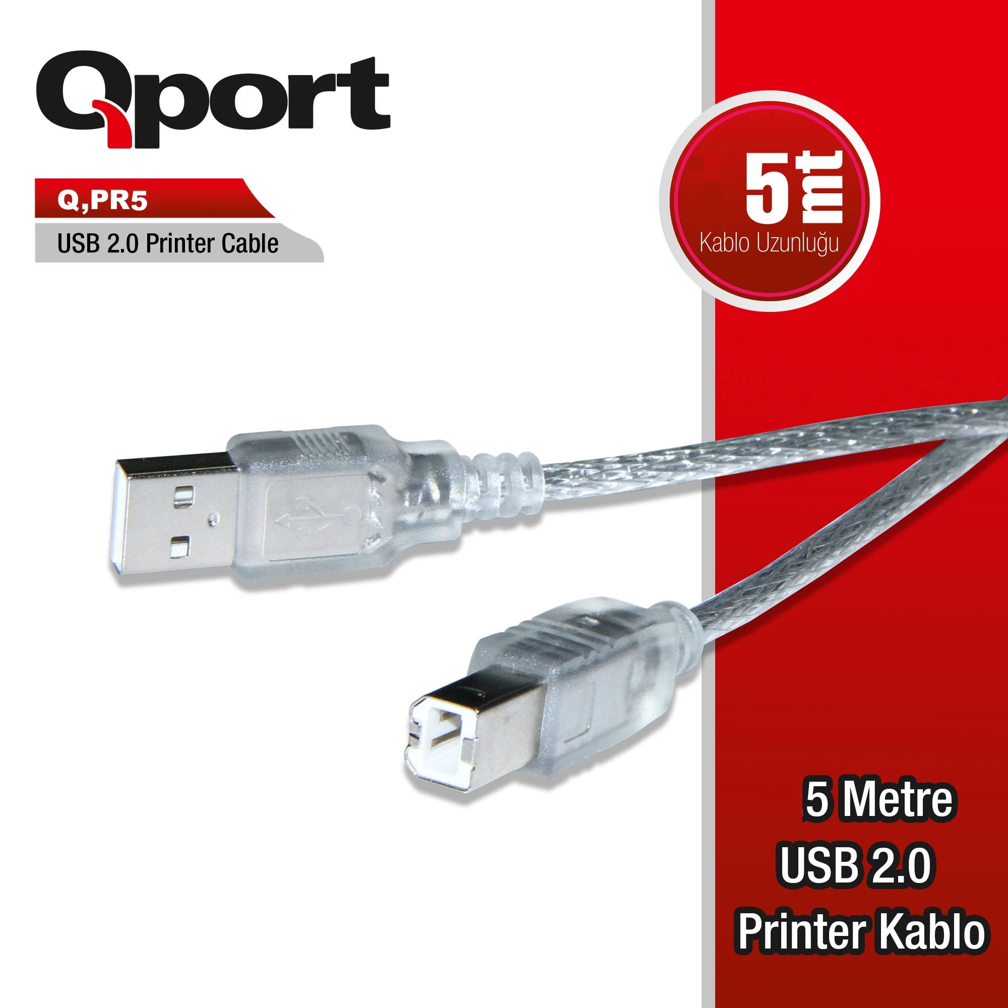 Qport Q-pr5 Usb2.0 5m Yazici Kablosu