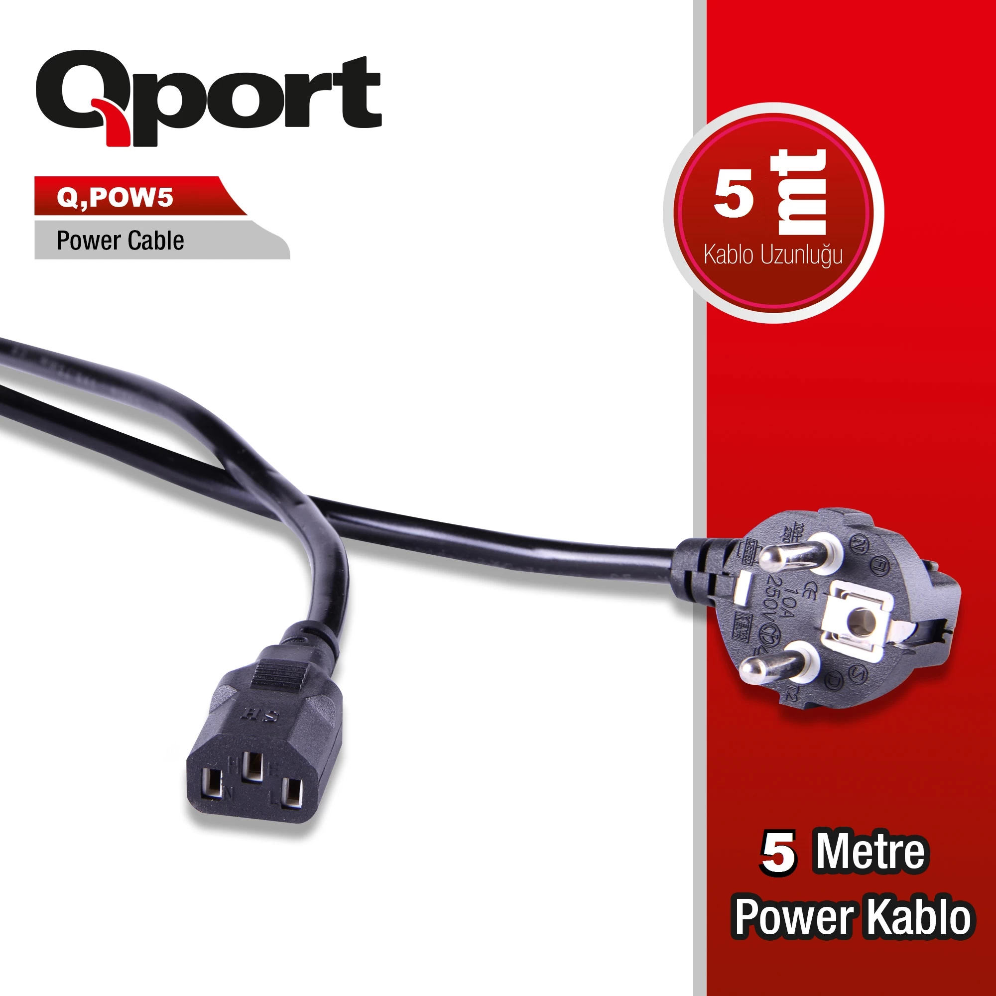 Qport Q-pow5 5m Power Kablosu