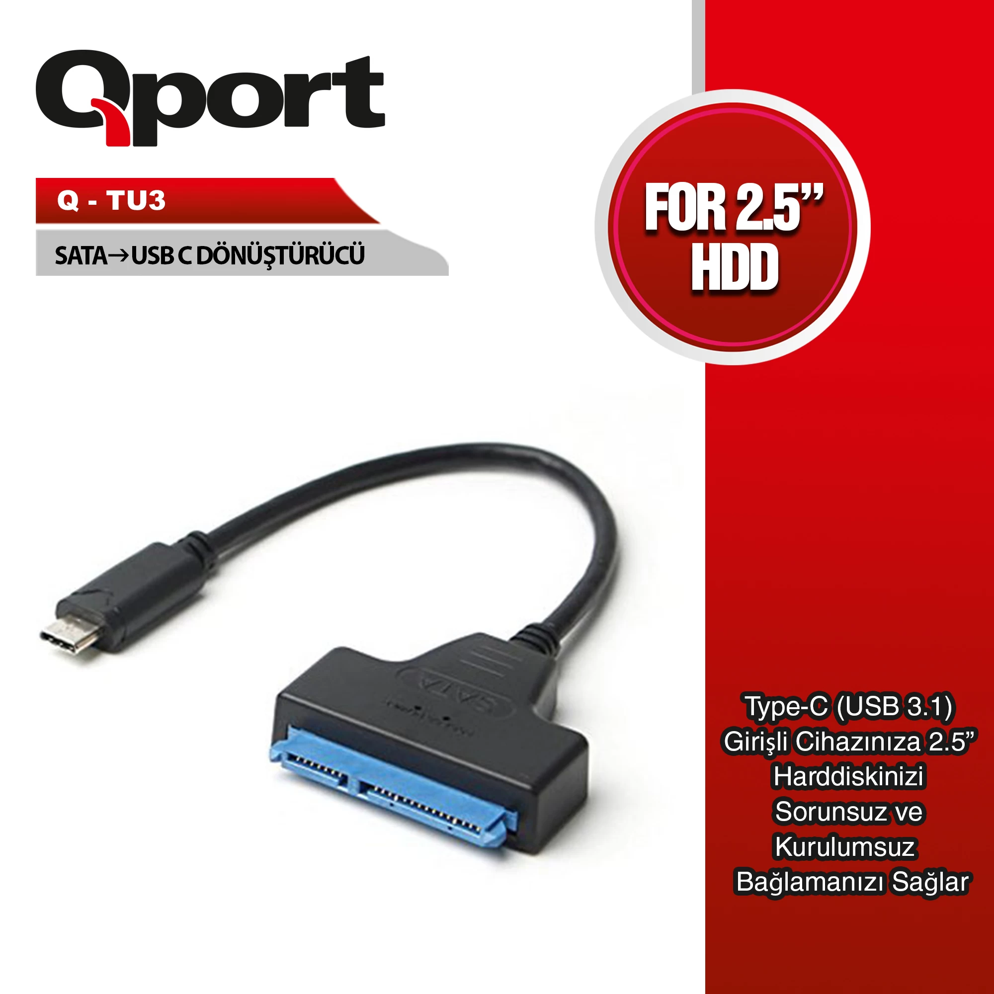 Qport Q-tu3 Usb3.1 Type-c To Sata Cevirici