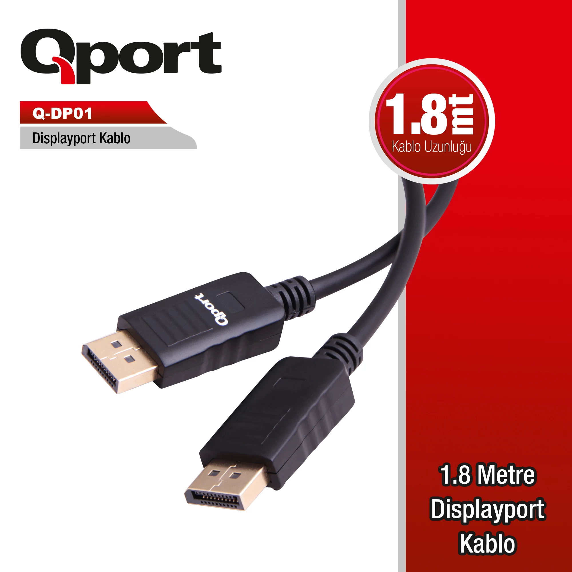 Qport Q-dp01 1.8m Display Port Kablo