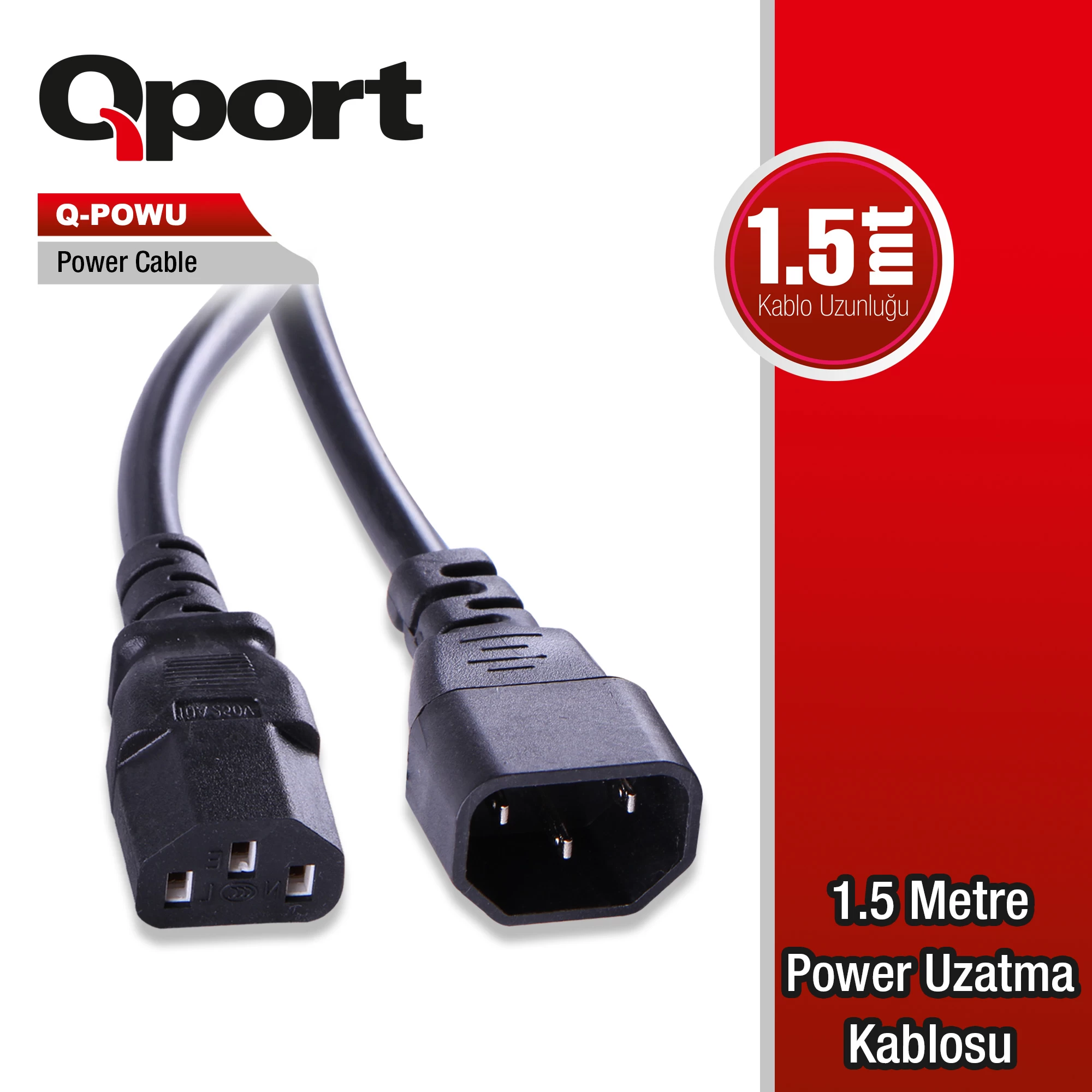 Qport Q-powu 1.5 Metre Power Uzatma Kablosu