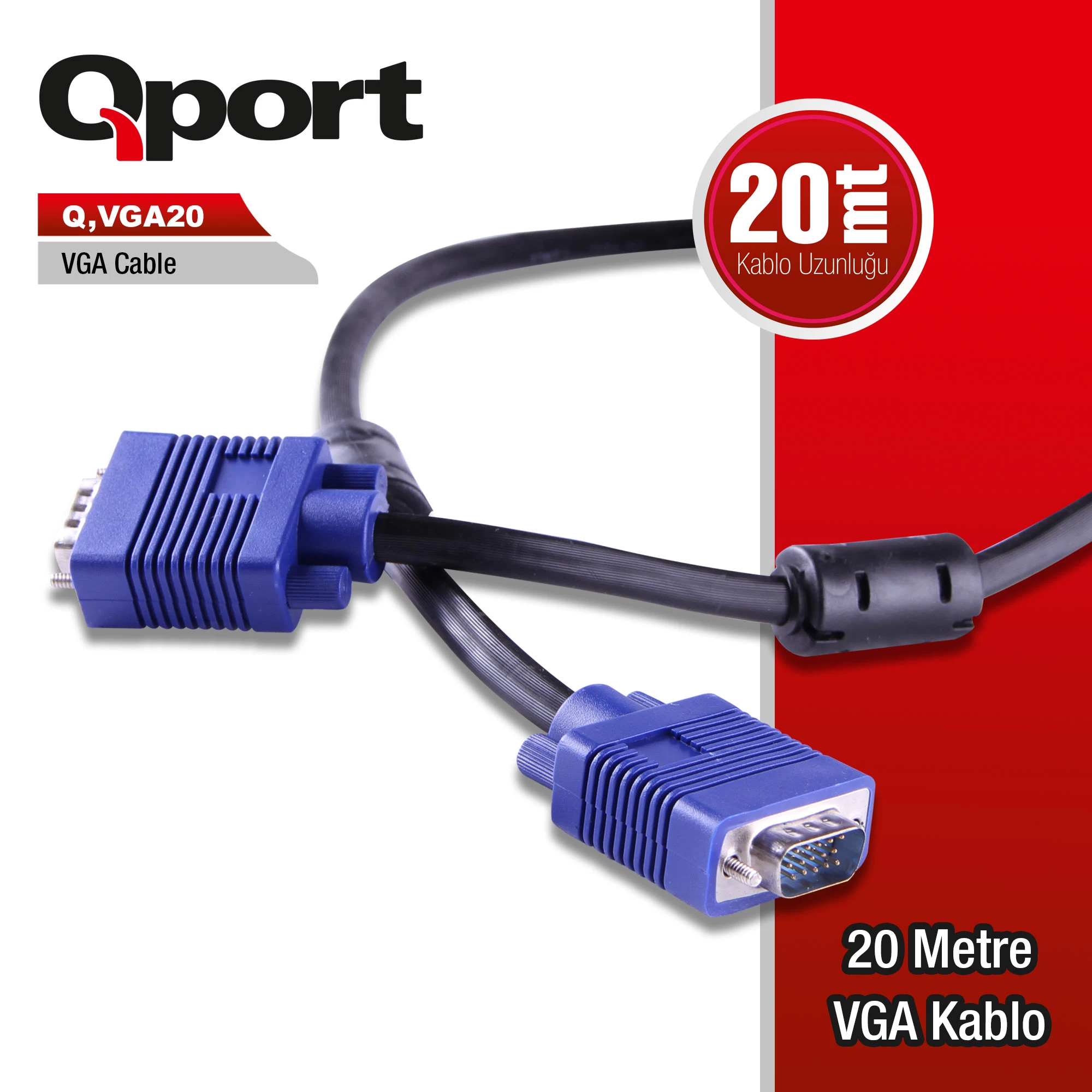 Qport Q-vga20 15 Pİn Vga Kablo 20 Mt