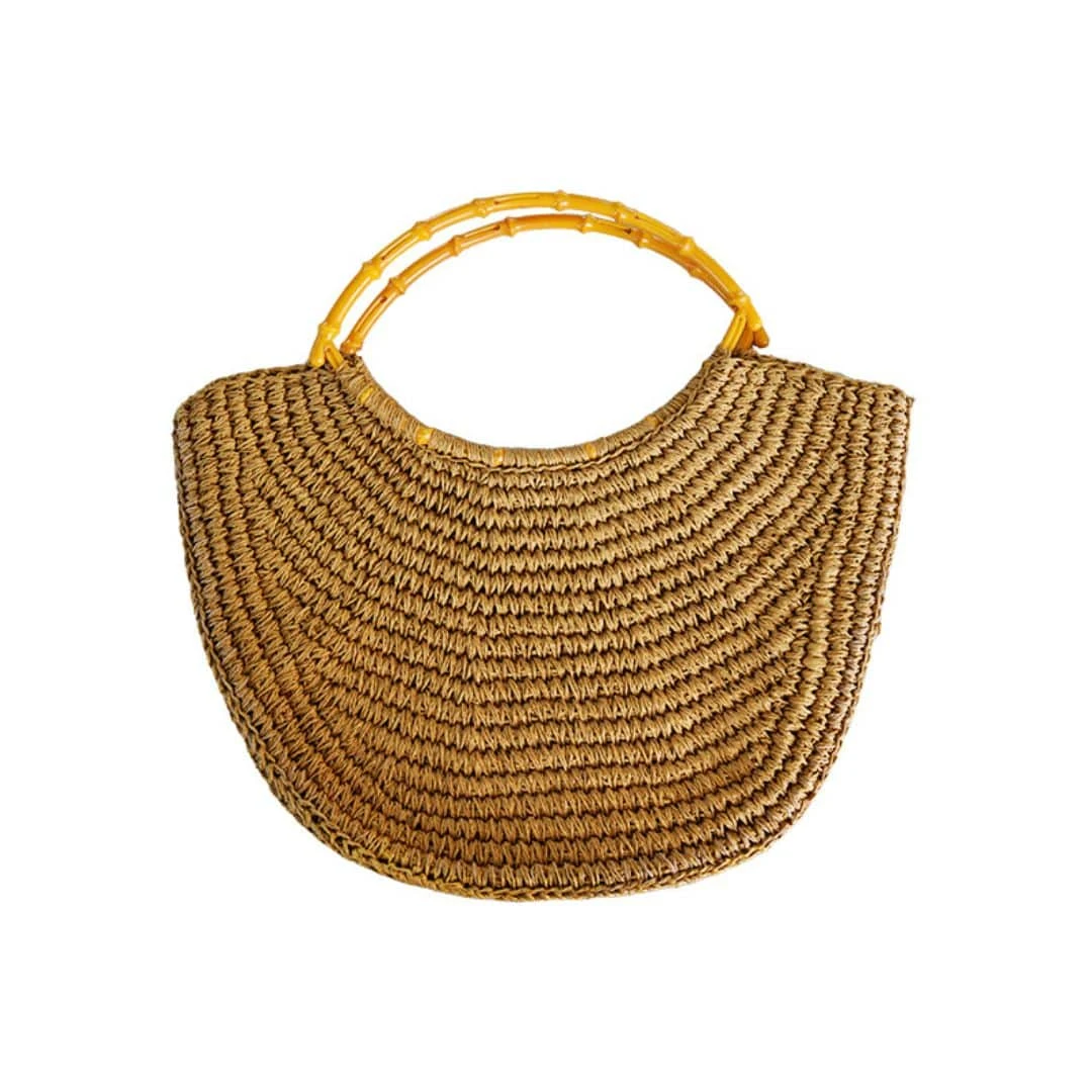 Kadın Hasır Çanta Sarı Saplı