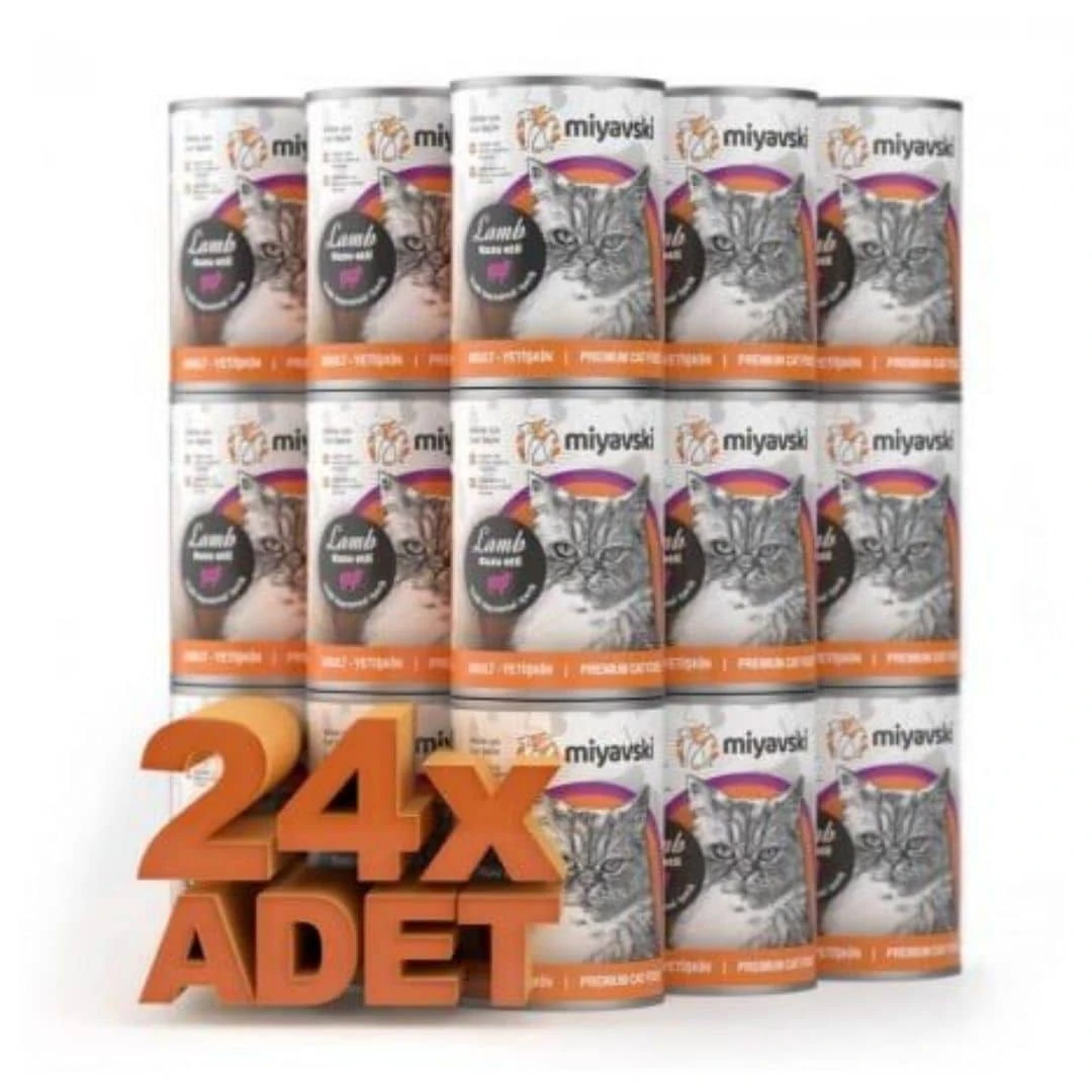 Miyavski Kuzu Etli Yetişkin Konserve Kedi Maması 415 Gr 24'lü Koli