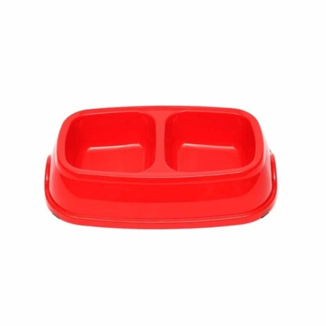 Kedi İkili Mama Ve Su Kabı Plastik Kırmızı