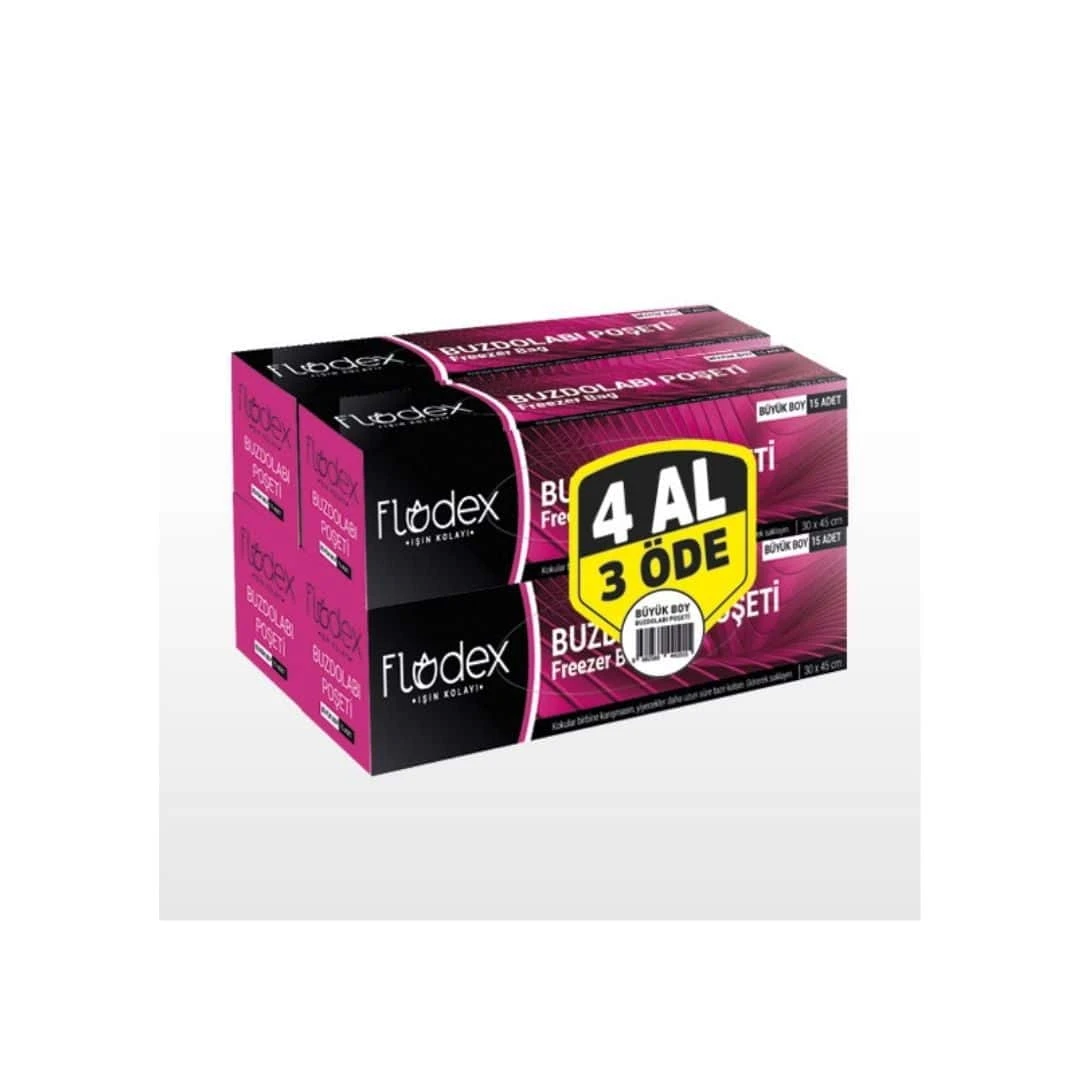Flodex Buzdolabı Poşeti Büyük Boy 30x45cm 4 Al 3 öde 15x4 Paket