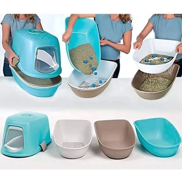 Stefanplast Furba Top Chic Elekli Kapalı Kedi Tuvaleti Beyaz/bej 58.5x39.4x42 Cm