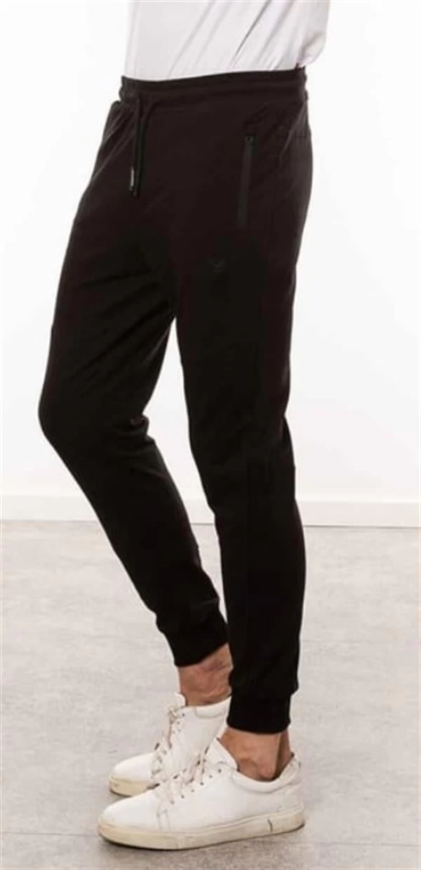 Cazador Paçası Lastikli Cep Fermuar Detaylı Slim Fit Erkek Eşofman Altı - Siyah M Beden