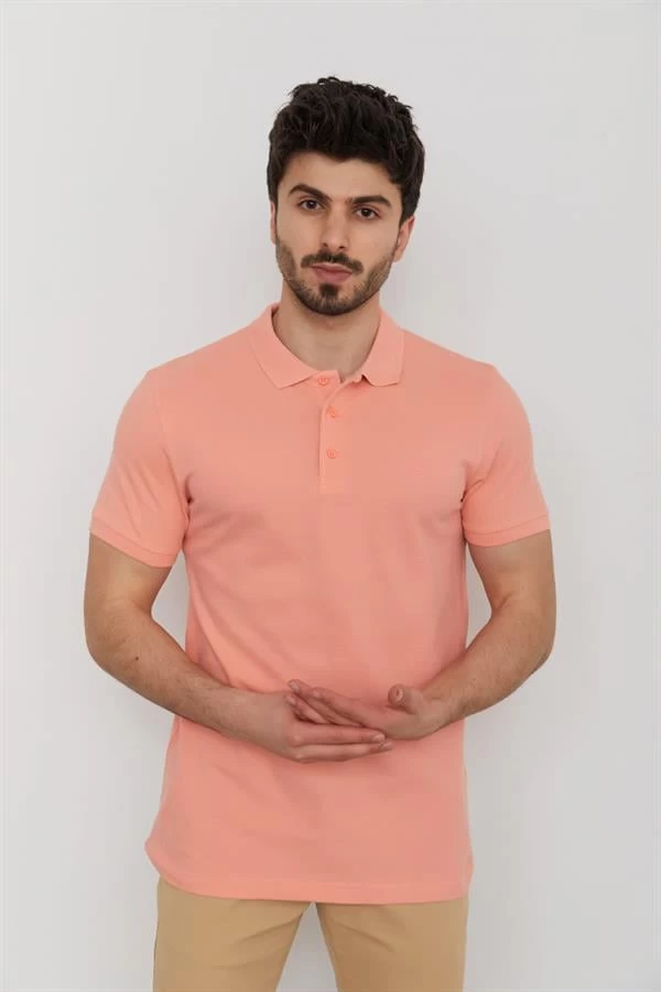 Cazador  Polo Yaka Kısa Kol T- Shirt - Somon L Beden