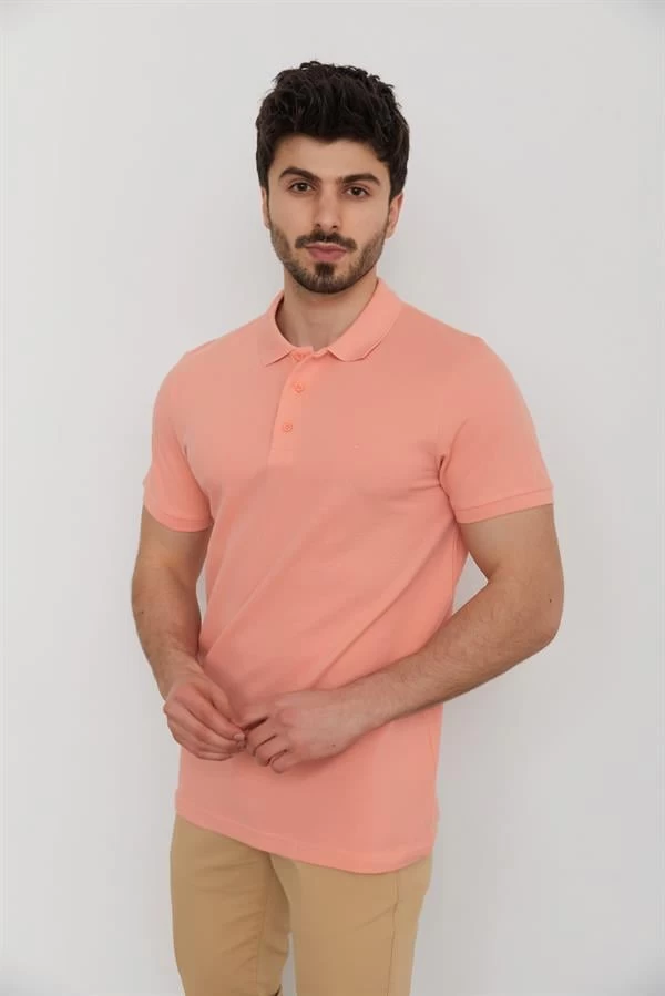 Cazador  Polo Yaka Kısa Kol T- Shirt - Somon L Beden