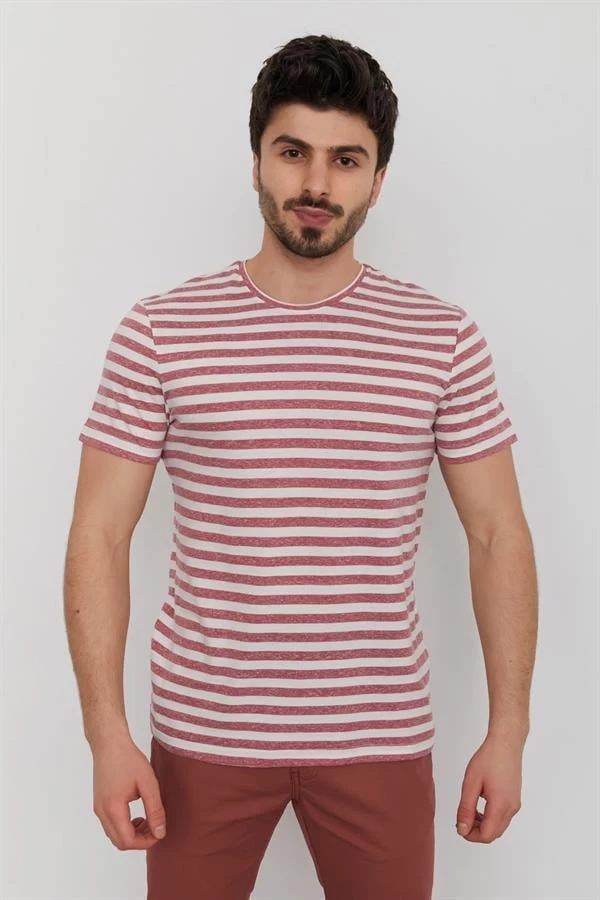 Cazador Bisiklet Yaka Baskılı T-shirt - Kırmızı M Beden