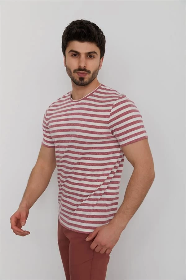 Cazador Bisiklet Yaka Baskılı T-shirt - Kırmızı M Beden