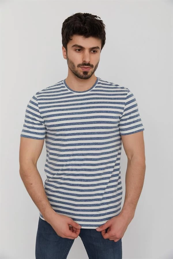 Cazador Bisiklet Yaka Baskılı T-shirt - Lacivert M Beden
