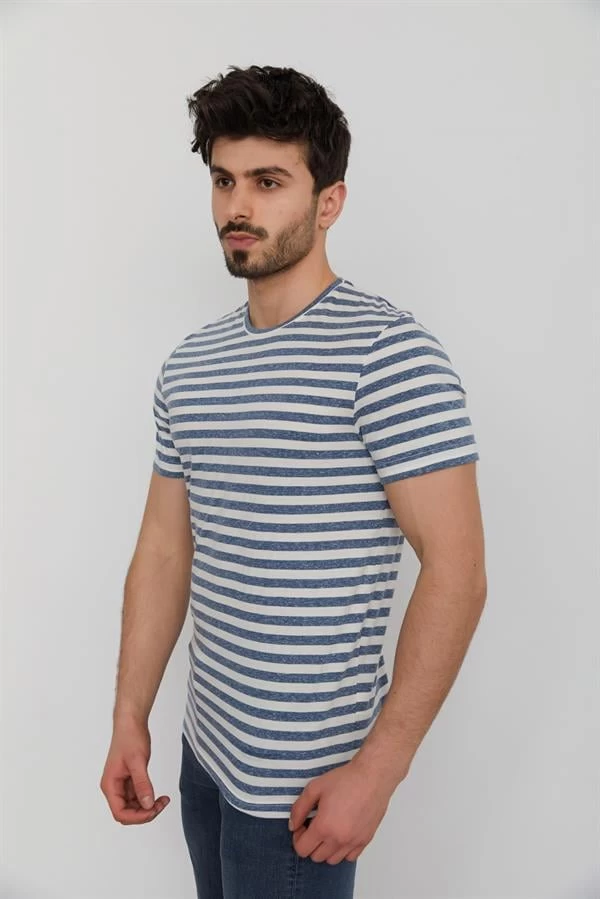 Cazador Bisiklet Yaka Baskılı T-shirt - Lacivert M Beden