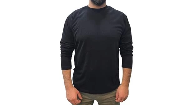 Duss İnce Düz Renk Erkek Sweatshirt - Siyah L Beden