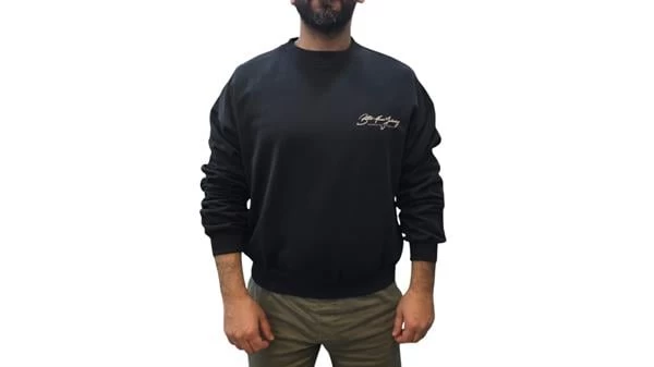 Oversıze Sırt Baskılı Erkek Sweatshırt - Renk: Siyah, Beden: Medium