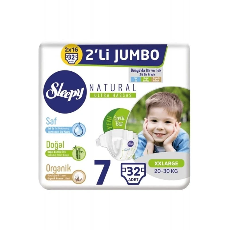 Sleepy Natural Bebek Bezi 2'li Jumbo Paket Xxl 32x4