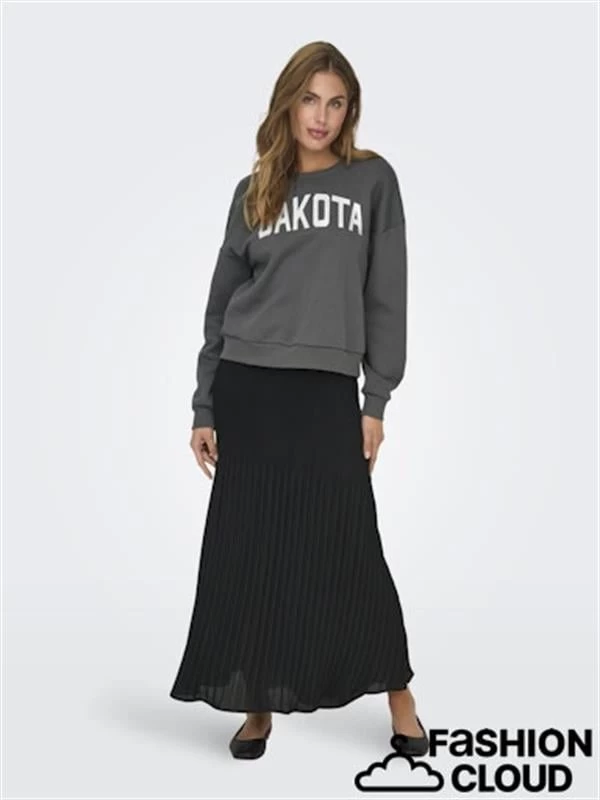 Jack & Jones Oversize Kalıp Baskılı Kadın Sweatshirt  - Antrasit L Beden