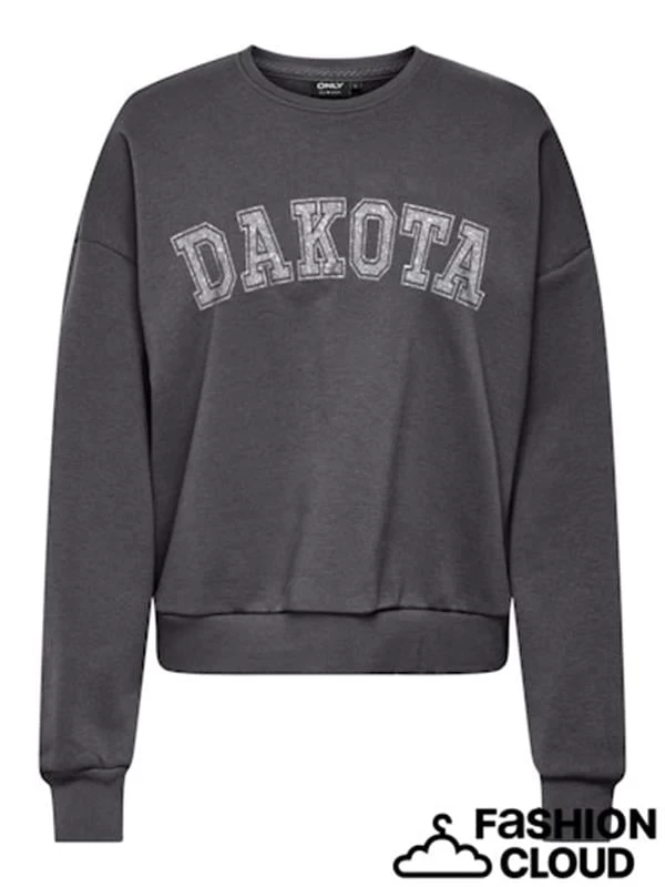 Jack & Jones Oversize Kalıp Baskılı Kadın Sweatshirt  - Antrasit L Beden