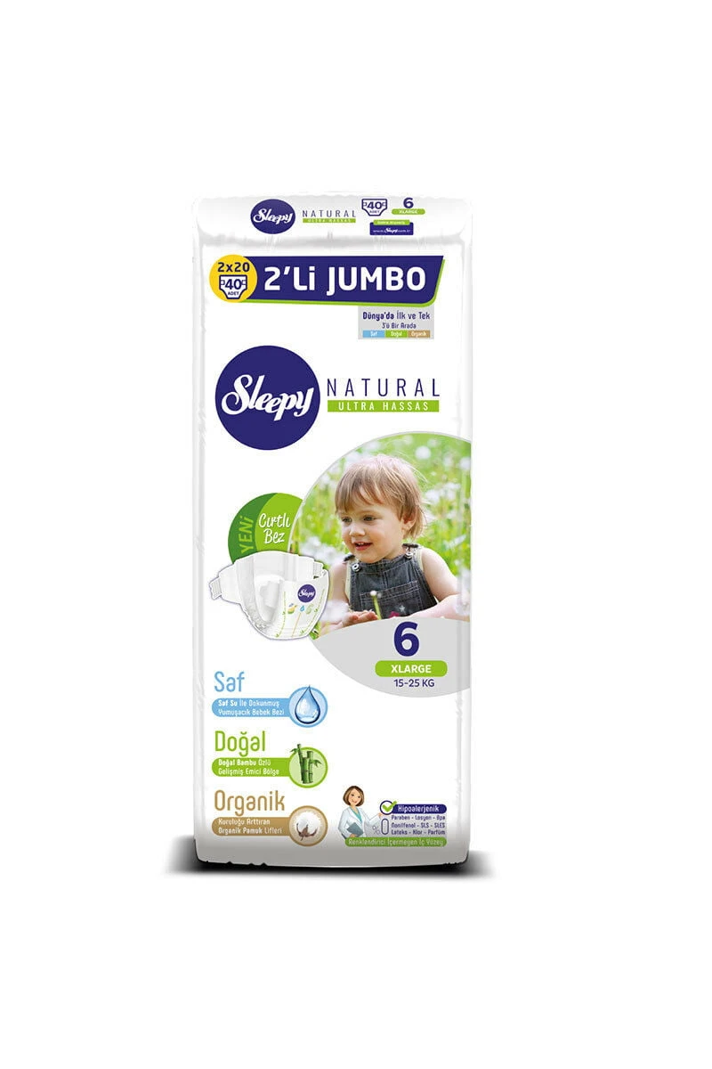 40'lı Sleepy Natural Bebek Bezi No:6 Jumbo Paket