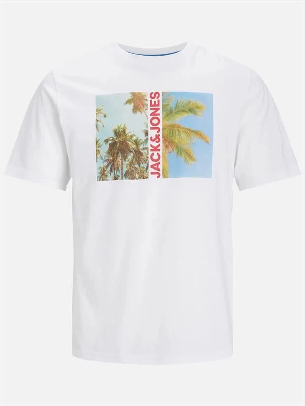 Jack & Jones Dıgıtal Baskı Erkek T-Shirt  - Beyaz 2XL Beden