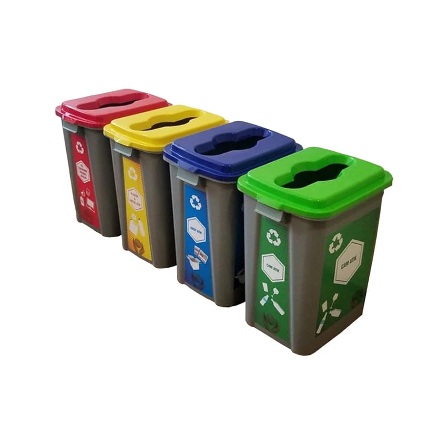 70 Lt Everplast Renkli 4'lü Çöp Ayrıştırma Kovası