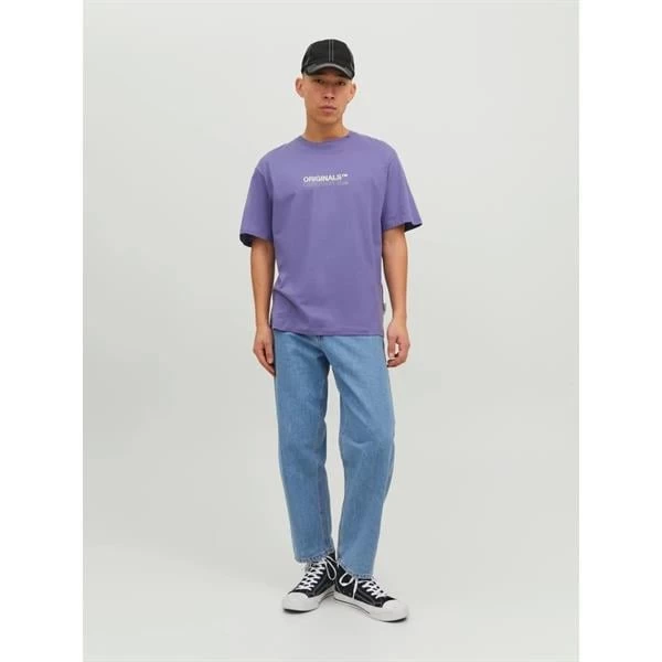 Jack & Jones Orıgınals Baskı Erkek T-Shirt- Mor 2XL Beden