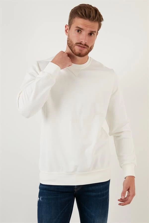 Pike Kumaş Comfort Fit Sweatshirt - Renk: Beyaz, Beden: Xlarge