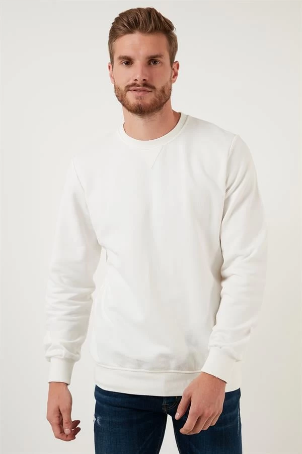 Pike Kumaş Comfort Fit Sweatshirt - Renk: Beyaz, Beden: Xlarge