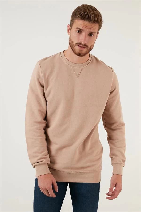 Pike Kumaş Comfort Fit Sweatshirt - Renk: Bej, Beden: Xlarge