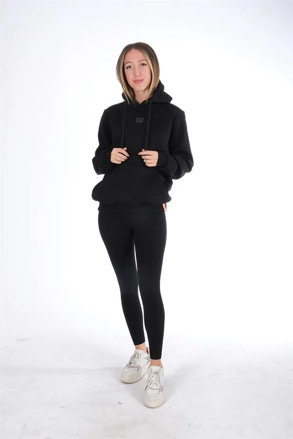 Duss Üç İplik Rahat Kesim Sweatshirt - Siyah L Beden