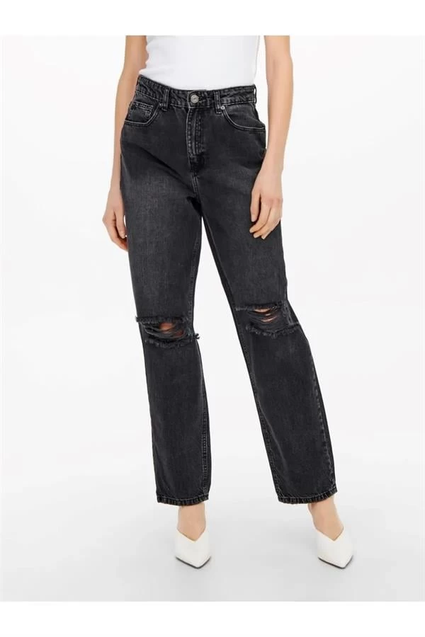 Only Diz Yırtmaçlı Straight Fit Jean - Antrasit 26-32