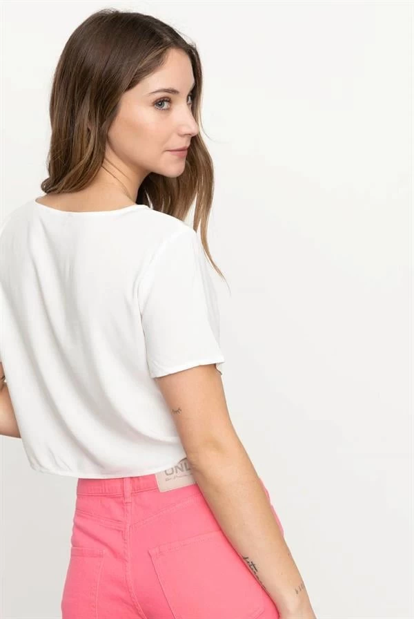 Only Büzgülü Crop T-Shirt - Cloud Dancer S Beden