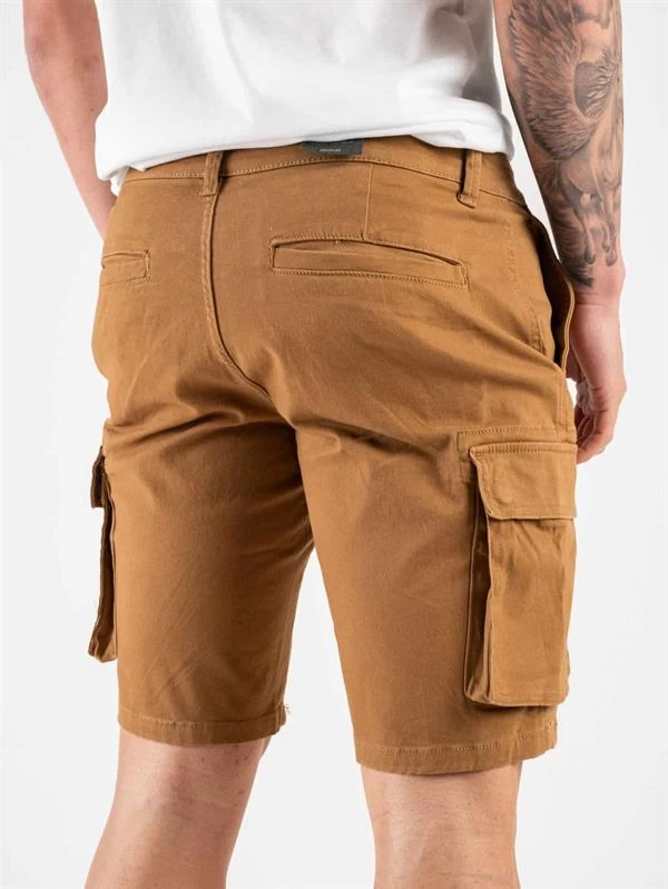 Only & Sons Normal Kesim Likralı Gabardin Kargo Şort - Kahve M Beden