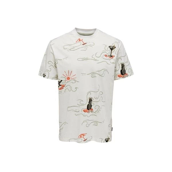 Only & Sons Relax Fit Unisex T-Shirt - Beyaz M Beden