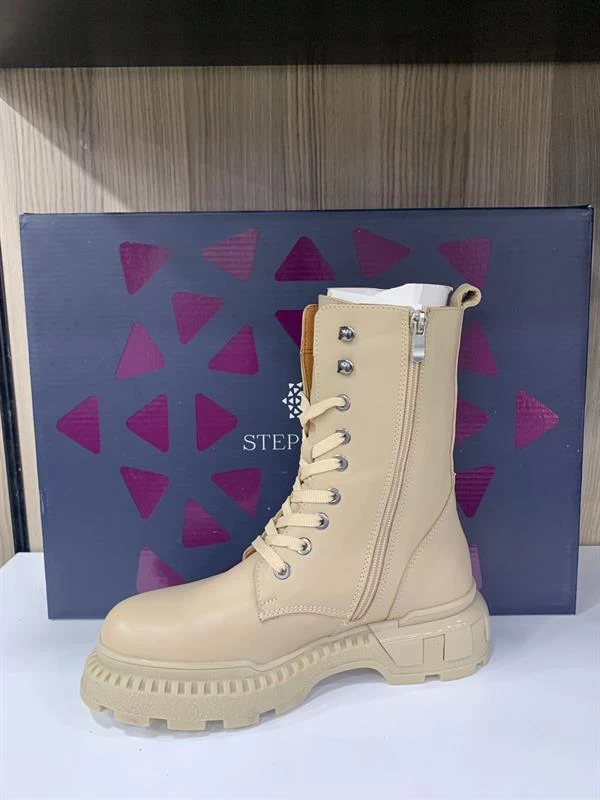 Hakiki Deri Günlük Kadın Bot  - Renk: Bej, Beden: 40